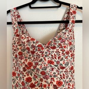 Abercrombie & Fitch Red and Green Sweetheart Neckline Floral Top